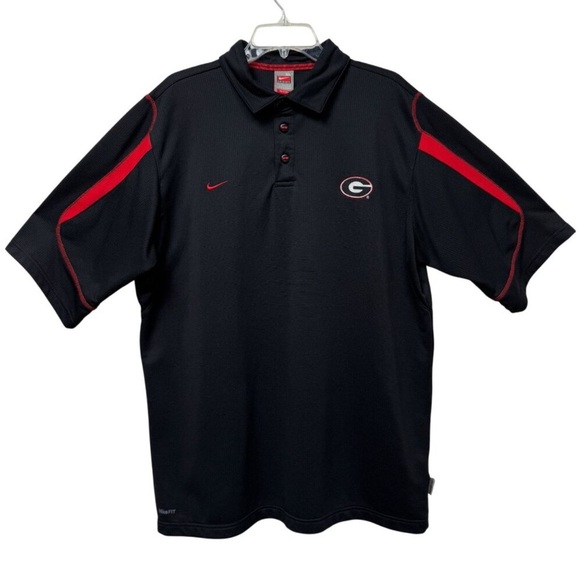 Nike Men's Black and Red UGA Bulldogs Polo Shirt Size Large - Picture 1 of 14